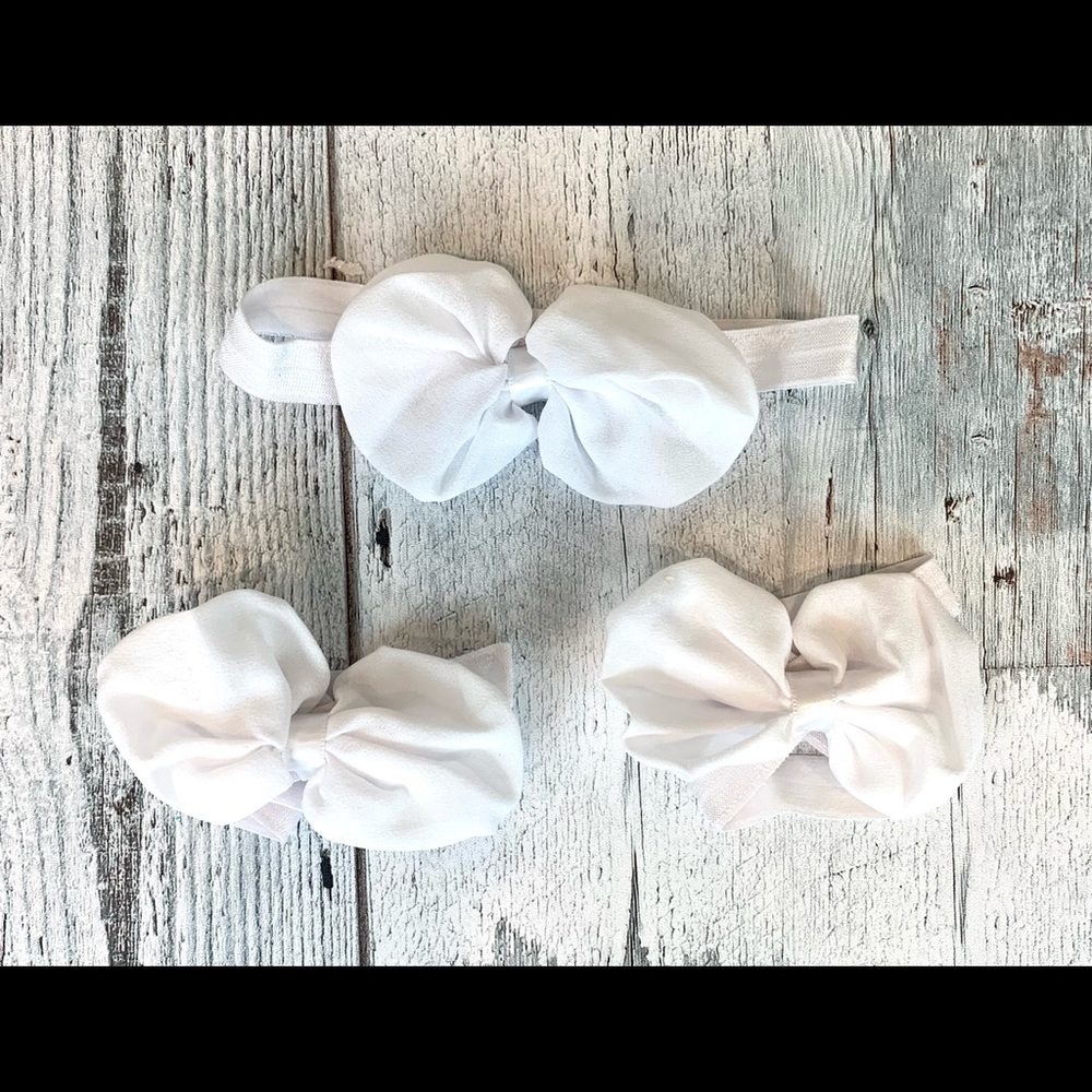 Baby Barefoot Sandals and Bow Headband